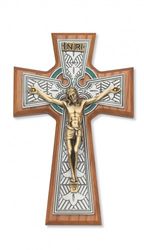 8" Walnut Stained Celtic Crucifix" itemprop="image