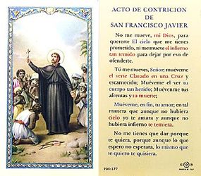 Acto de Contricion de San Fancisco Javier (St. Francis Xavier) in Spanish Prayer Card" itemprop="image