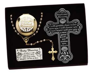 Baptismal Gift Set With Mini Message, Cross, and Rosary" itemprop="image