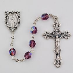 Birthstone Rosary 6MM AB Amethyst /Febr" itemprop="image