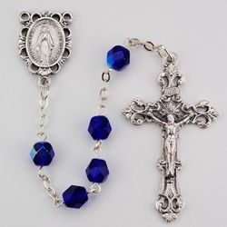 Birthstone Rosary 6MM AB Blue / September" itemprop="image