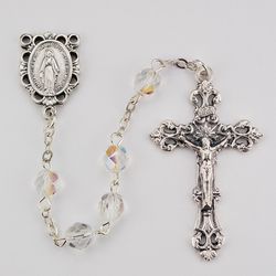 Birthstone Rosary 6MM AB Crystal / April Rosary" itemprop="image