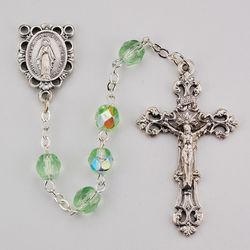 Birthstone Rosary 6MM AB Peridot / August" itemprop="image