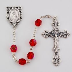 Birthstone Rosary 6MM AB Ruby / July" itemprop="image