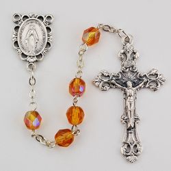 Birthstone Rosary 6MM AB Topaz / November" itemprop="image