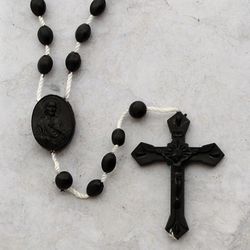 Black Soft Plastic Cord Rosary" itemprop="image