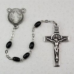 Black St.Benedict Rosary 4X6MM" itemprop="image