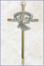 Brass and Pewter Confirmation Dove Cross" itemprop="image