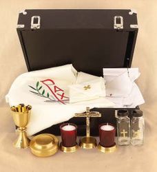 Chalice, Host Box, Cross, Candles, and cloth Cruets Mass Kit" itemprop="image