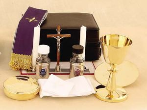 Chalice, Paten, Host Box, Cross, Candles, Cruets, and Case Mass Kit" itemprop="image