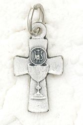 Communion Chalice Cross Oxidized Bracelet Medal Charm" itemprop="image