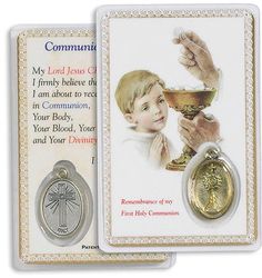 Communion For Boy Holy Prayer Card with Medal" itemprop="image