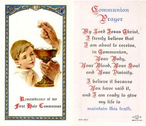 Communion Prayer llaminated Holy Card" itemprop="image