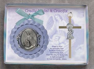 Cradle Medal and Crucifix for Boy (4 Inches)" itemprop="image