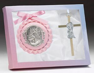 Cradle Medal and Crucifix for Girl (4 Inches)" itemprop="image