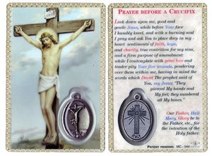 Crucifix Prayer Before A Crucifix Holy Card with Medal" itemprop="image