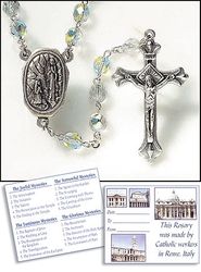 Crystal Ab Rosary With Lourdes Water Center 19 inches Length (6mm)" itemprop="image