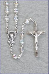 Crystal Heart Shaped Ab Rosary 19in. Length (6x6mm)" itemprop="image