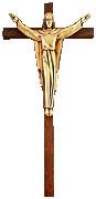 Dark Oak Cross With Lacquered Gold Risen Christ Figure (34 inch)" itemprop="image