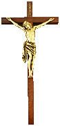 Dark Oak Wood Cross With Antique Gold Corpus" itemprop="image