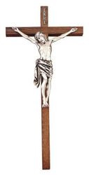 Dark Oak Wood Cross With Antique Silver Corpus" itemprop="image