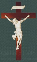 Elegant Wood Cross White Marble Crucifix 28 inch" itemprop="image