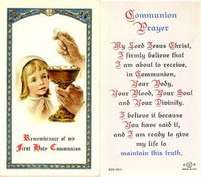 Firs Communion Laminated  Holy Card" itemprop="image