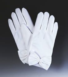 First Communion Gloves With Bow Accent" itemprop="image