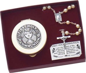 First Communion Rosary Gift Sets With Keepsake Box" itemprop="image