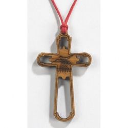 First Communion Wood Cross Pendant" itemprop="image