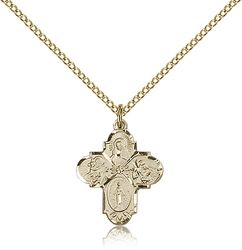 Gold Filled 4-Way Medal Pendant" itemprop="image