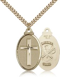 Gold Filled Cross / National Guard Medal Pendant" itemprop="image