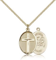 Gold Filled Cross / National Guard Medal Pendant" itemprop="image