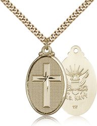 Gold Filled Cross / Navy Medal Pendant" itemprop="image