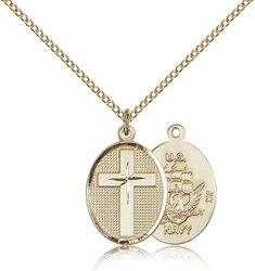 Gold Filled Cross / Navy Medal Pendant" itemprop="image