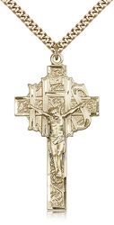 Gold Filled Crucifix Medal Pendant" itemprop="image