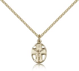 Gold Filled Crucifix Medal Pendant" itemprop="image