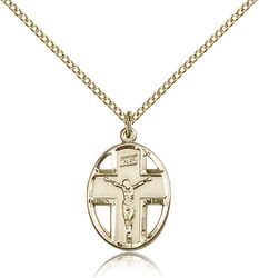 Gold Filled Crucifix Medal Pendant" itemprop="image