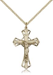 Gold Filled Crucifix Medal Pendant" itemprop="image