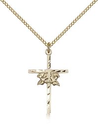 Gold Filled Doves / Cross Medal Pendant" itemprop="image