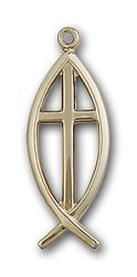 Gold Filled Fish / Cross Medal Pendant" itemprop="image