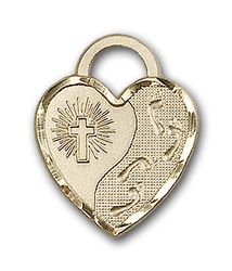 Gold Filled Footprints Heart Medal Pendant" itemprop="image