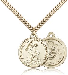 Gold Filled Guardain Angel / Marines Medal Pendant" itemprop="image