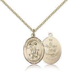 Gold Filled Guardian Angel / Army Patron Saint Medal Pendant - Medium" itemprop="image