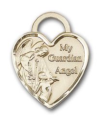 Gold Filled Guardian Angel Heart Medal Pendant" itemprop="image