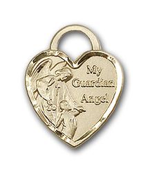 Gold Filled Guardian Angel Heart Medal Pendant" itemprop="image