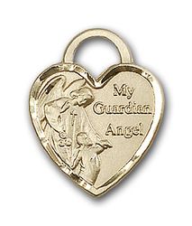 Gold Filled Guardian Angel Heart Medal Pendant" itemprop="image