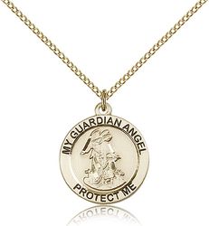 Gold Filled Guardian Angel Medal Pendant" itemprop="image