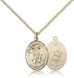 Gold Filled Guardian Angel / Navy Patron Saint Medal Pendant - Medium" itemprop="image