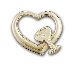 Gold Filled Heart / Chalice Medal Pendant" itemprop="image